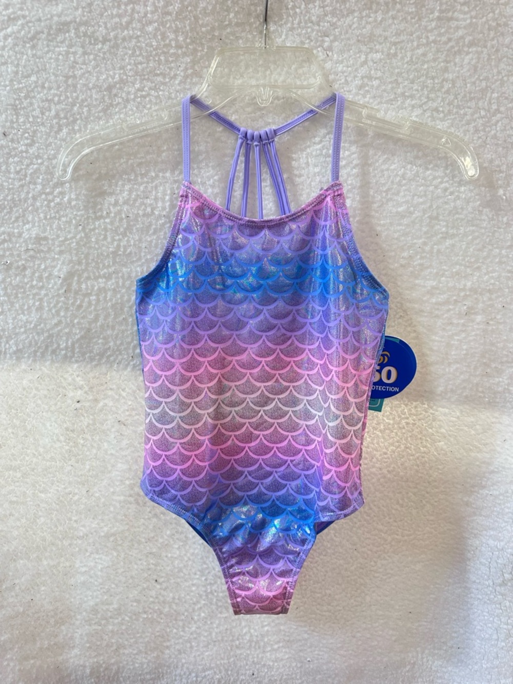 Girls' Shimmery Mermaid Print One-Piece Swimsuit